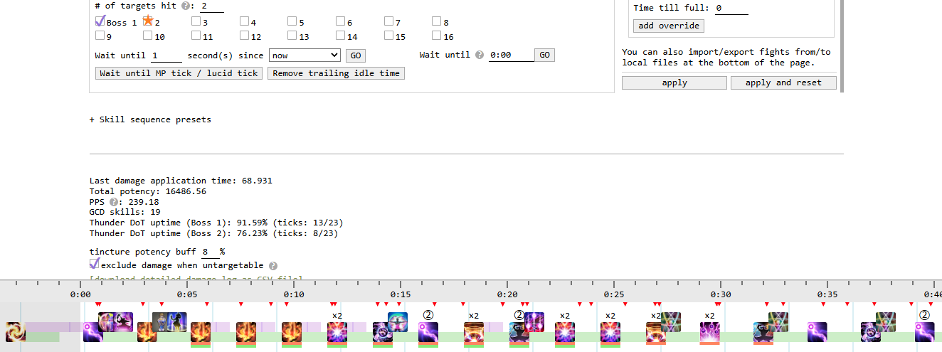 A sample BLM rotation with targeting split across two bosses.